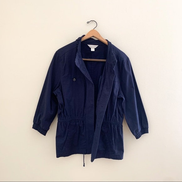 Christopher & Banks Anorak Blue Button Lightweight Jacket Large L - Picture 4 of 7